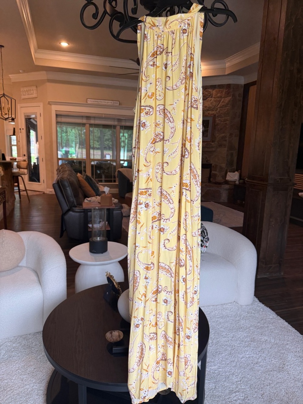 GILLI Yellow Paisley Rayon Halter style Maxi Dress